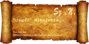 Szegő Nikoletta névjegykártya